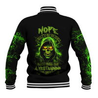 Thunder Skull Baseball Jacket Satan Still Has A Restrainning Order Against Me - Wonder Print Shop