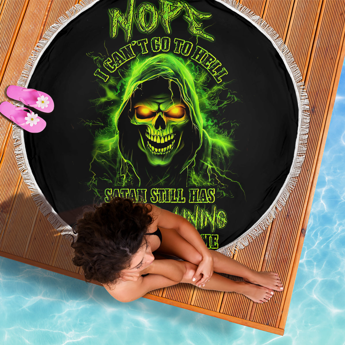 Thunder Skull Beach Blanket Satan Still Has A Restrainning Order Against Me - Wonder Print Shop
