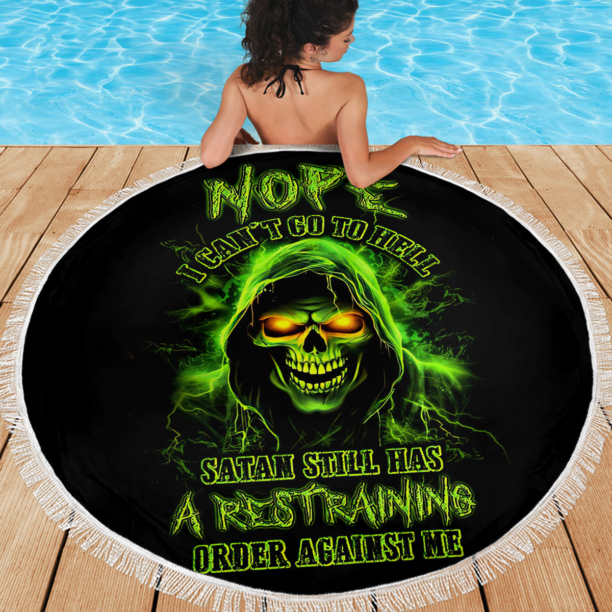 Thunder Skull Beach Blanket Satan Still Has A Restrainning Order Against Me - Wonder Print Shop
