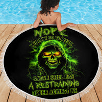 Thunder Skull Beach Blanket Satan Still Has A Restrainning Order Against Me - Wonder Print Shop