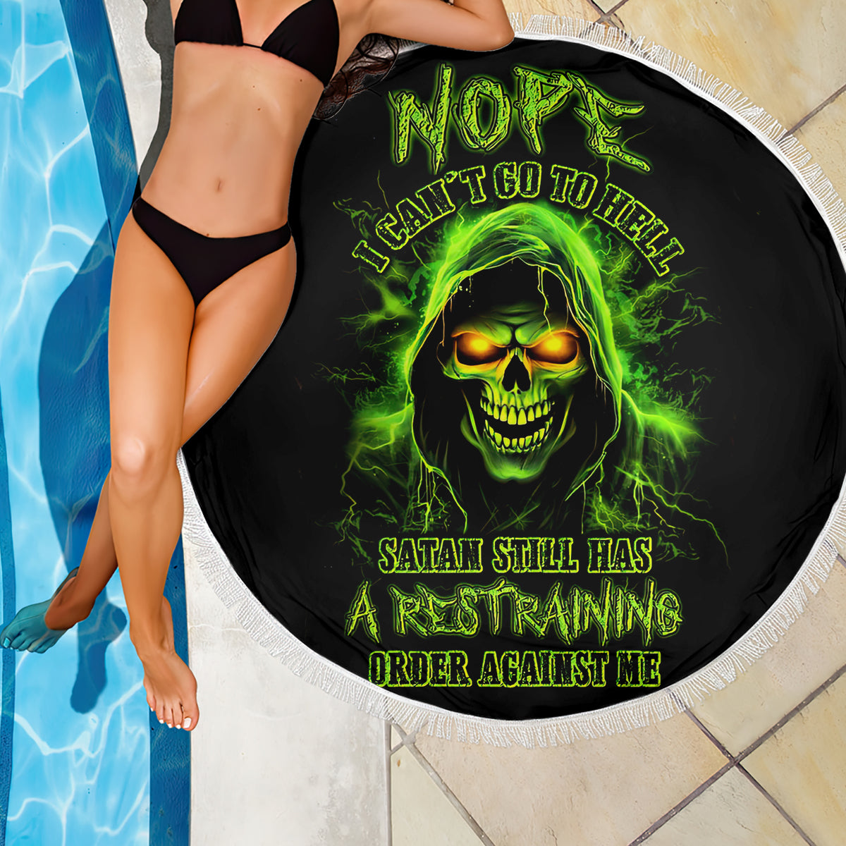 Thunder Skull Beach Blanket Satan Still Has A Restrainning Order Against Me - Wonder Print Shop