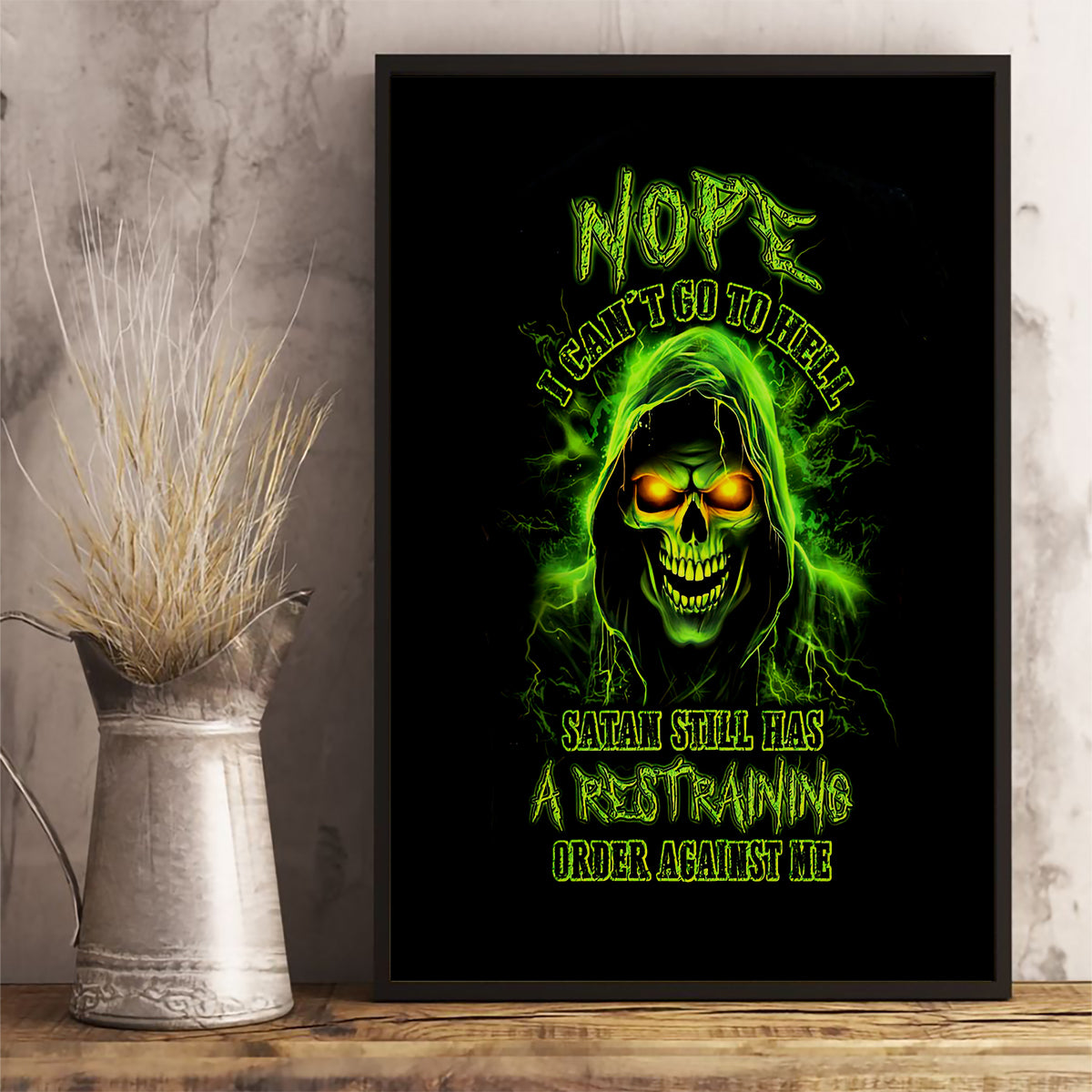 Thunder Skull Canvas Wall Art Satan Still Has A Restrainning Order Against Me - Wonder Print Shop