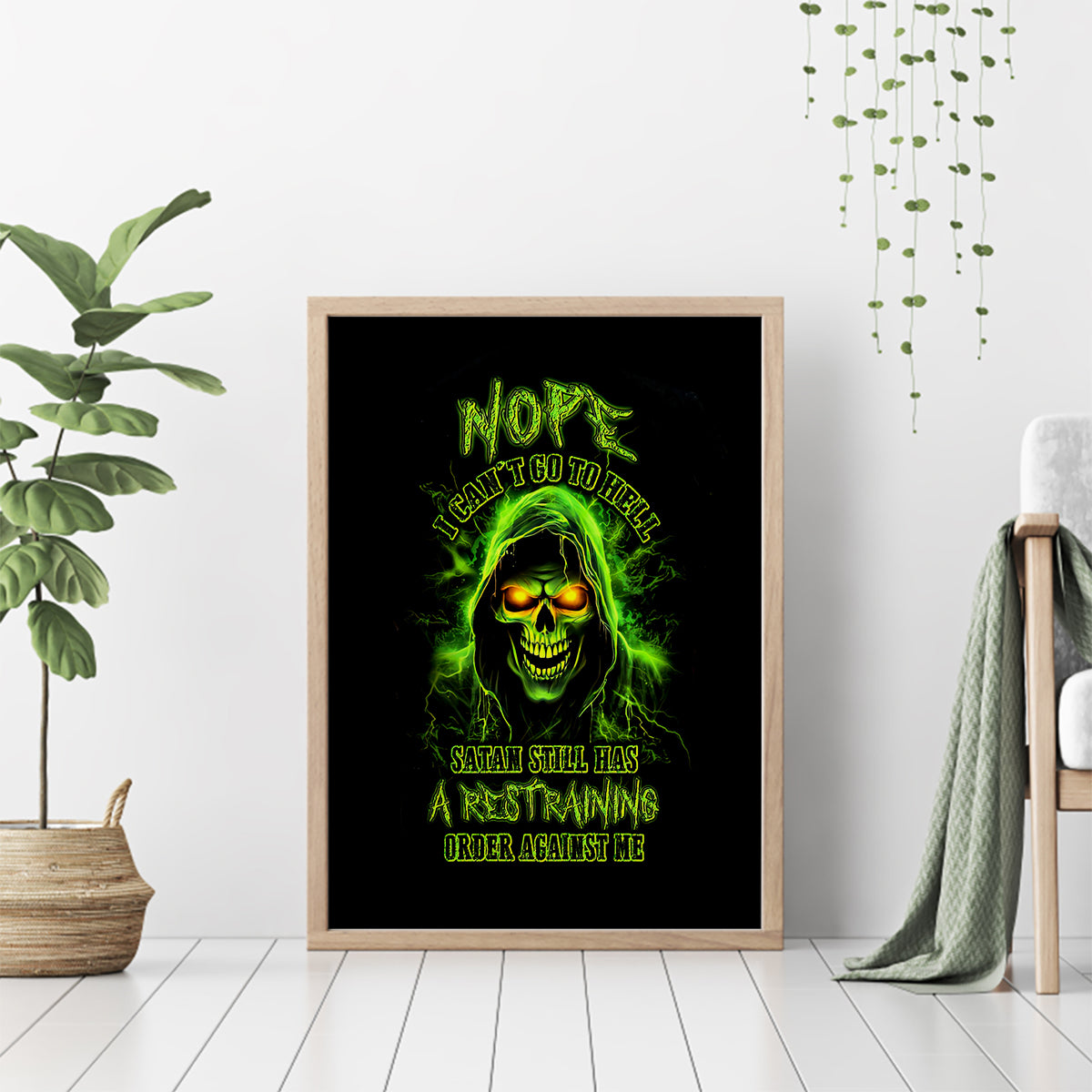Thunder Skull Canvas Wall Art Satan Still Has A Restrainning Order Against Me - Wonder Print Shop