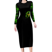 Thunder Skull Long Sleeve Bodycon Dress Satan Still Has A Restrainning Order Against Me - Wonder Print Shop