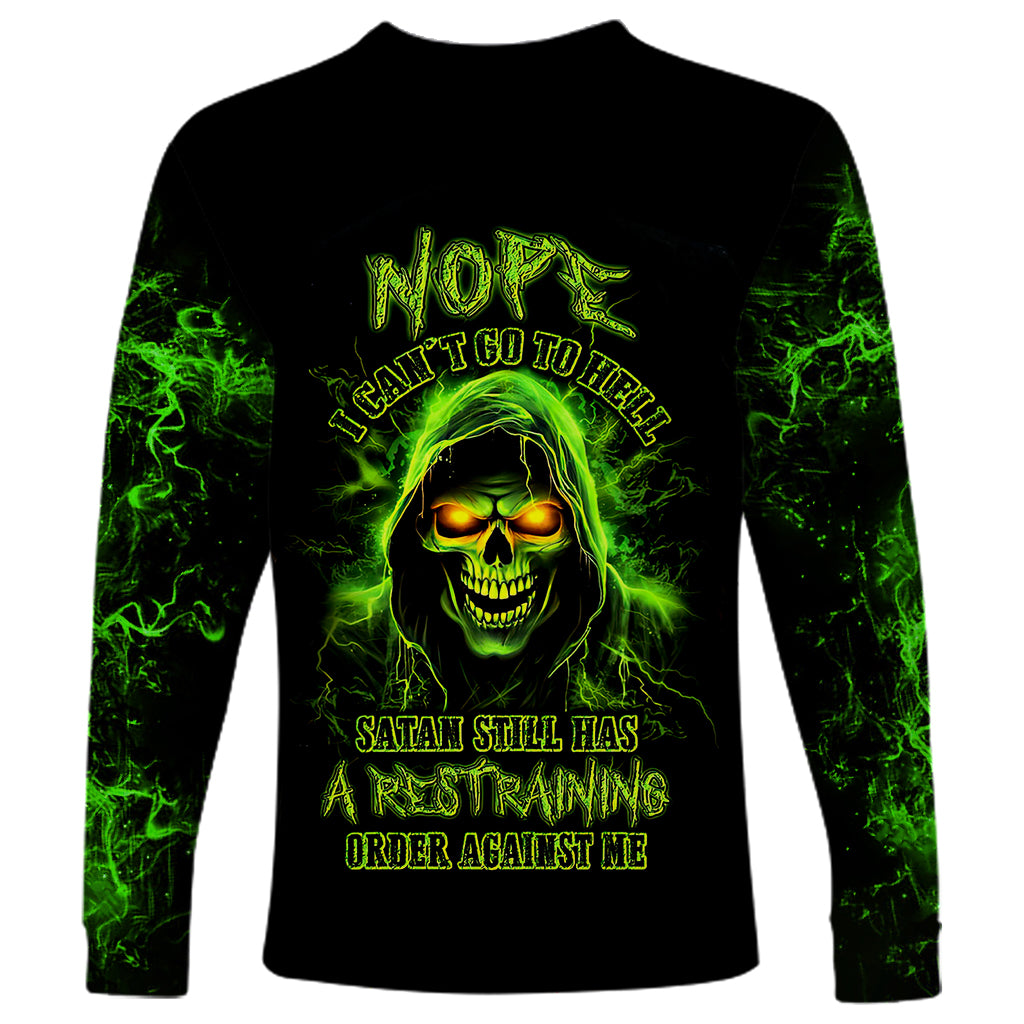 Thunder Skull Long Sleeve Shirt Satan Still Has A Restrainning Order Against Me - Wonder Print Shop
