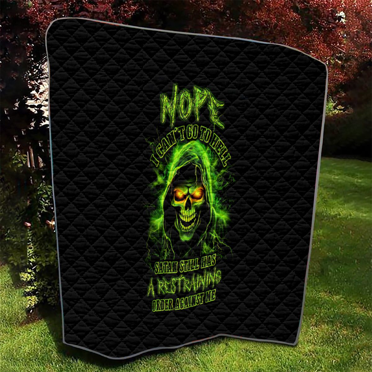 Thunder Skull Quilt Satan Still Has A Restrainning Order Against Me - Wonder Print Shop