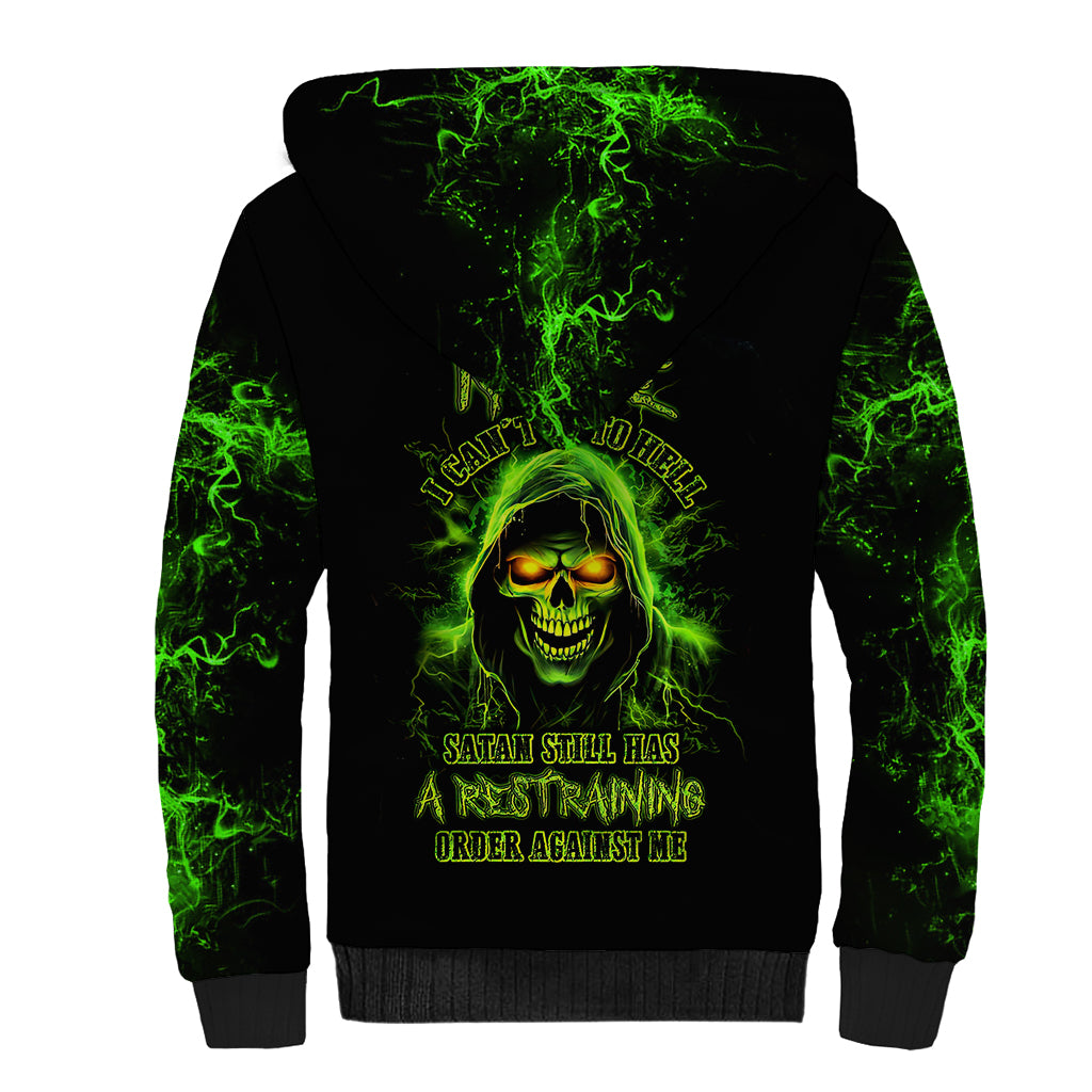 Thunder Skull Sherpa Hoodie Satan Still Has A Restrainning Order Against Me - Wonder Print Shop
