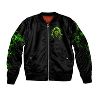 Thunder Skull Sleeve Zip Bomber Jacket Satan Still Has A Restrainning Order Against Me - Wonder Print Shop