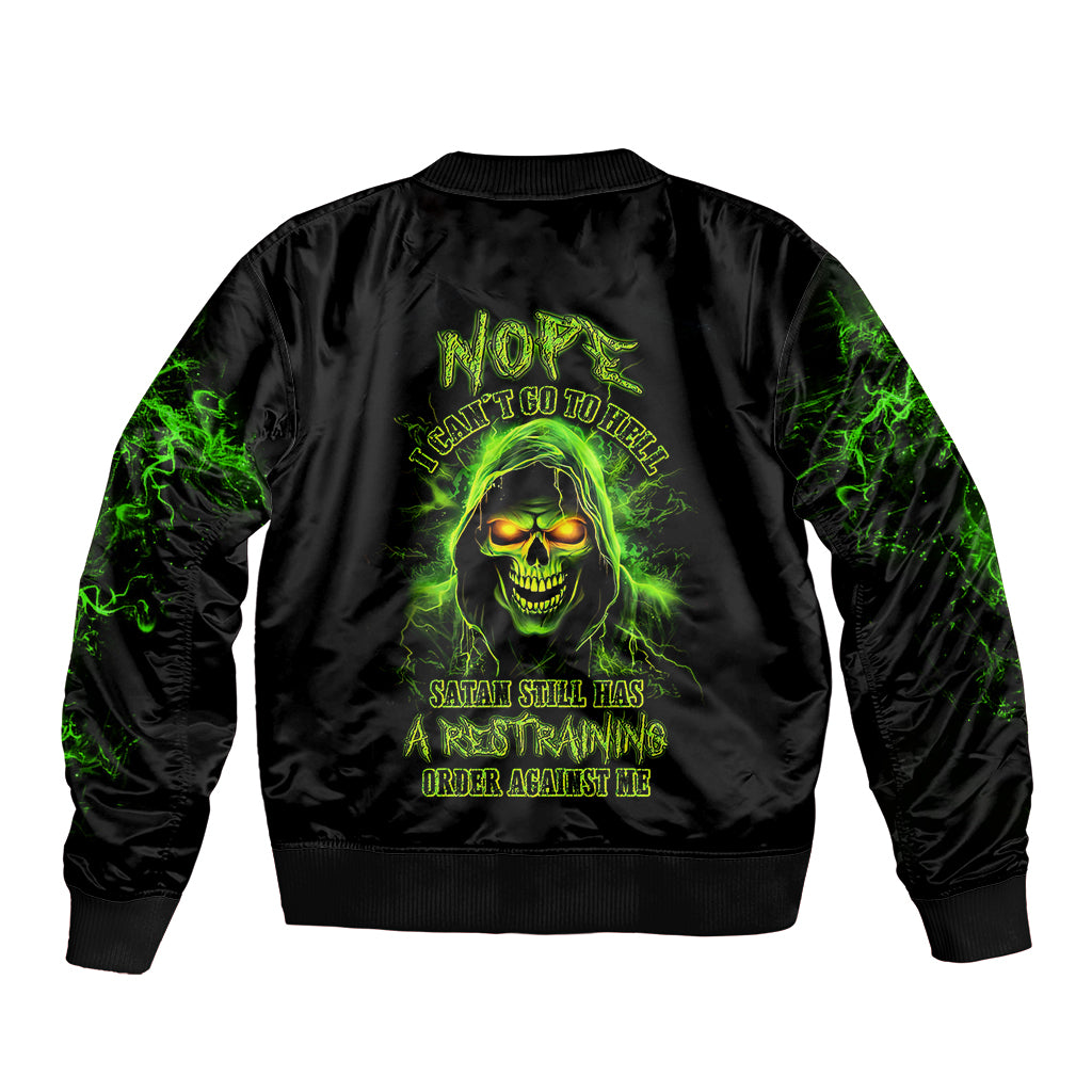 Thunder Skull Sleeve Zip Bomber Jacket Satan Still Has A Restrainning Order Against Me - Wonder Print Shop