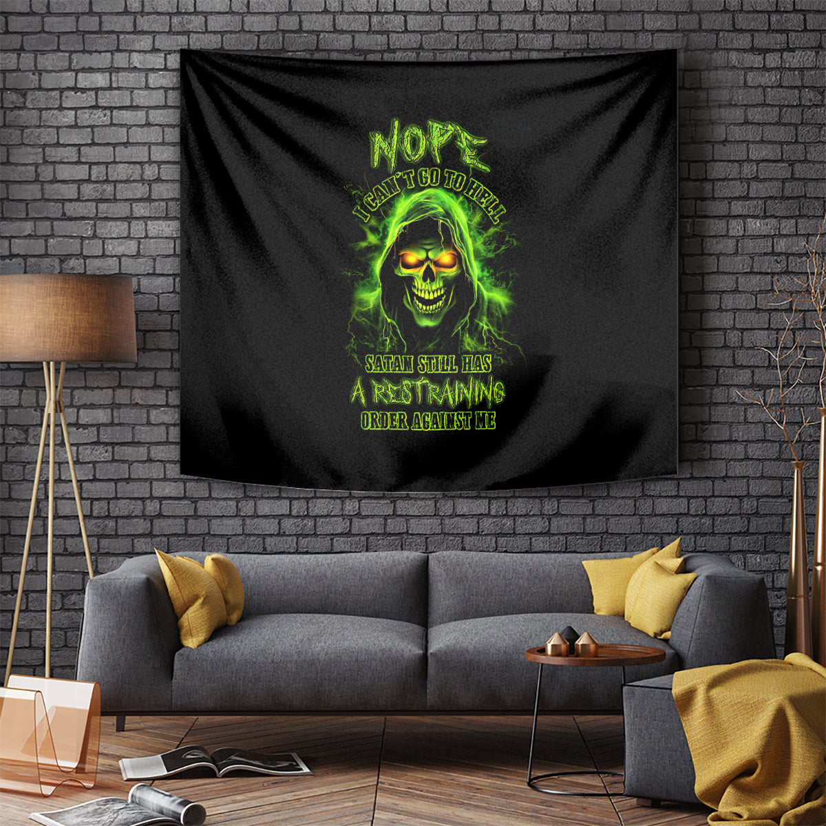 Thunder Skull Tapestry Satan Still Has A Restrainning Order Against Me - Wonder Print Shop