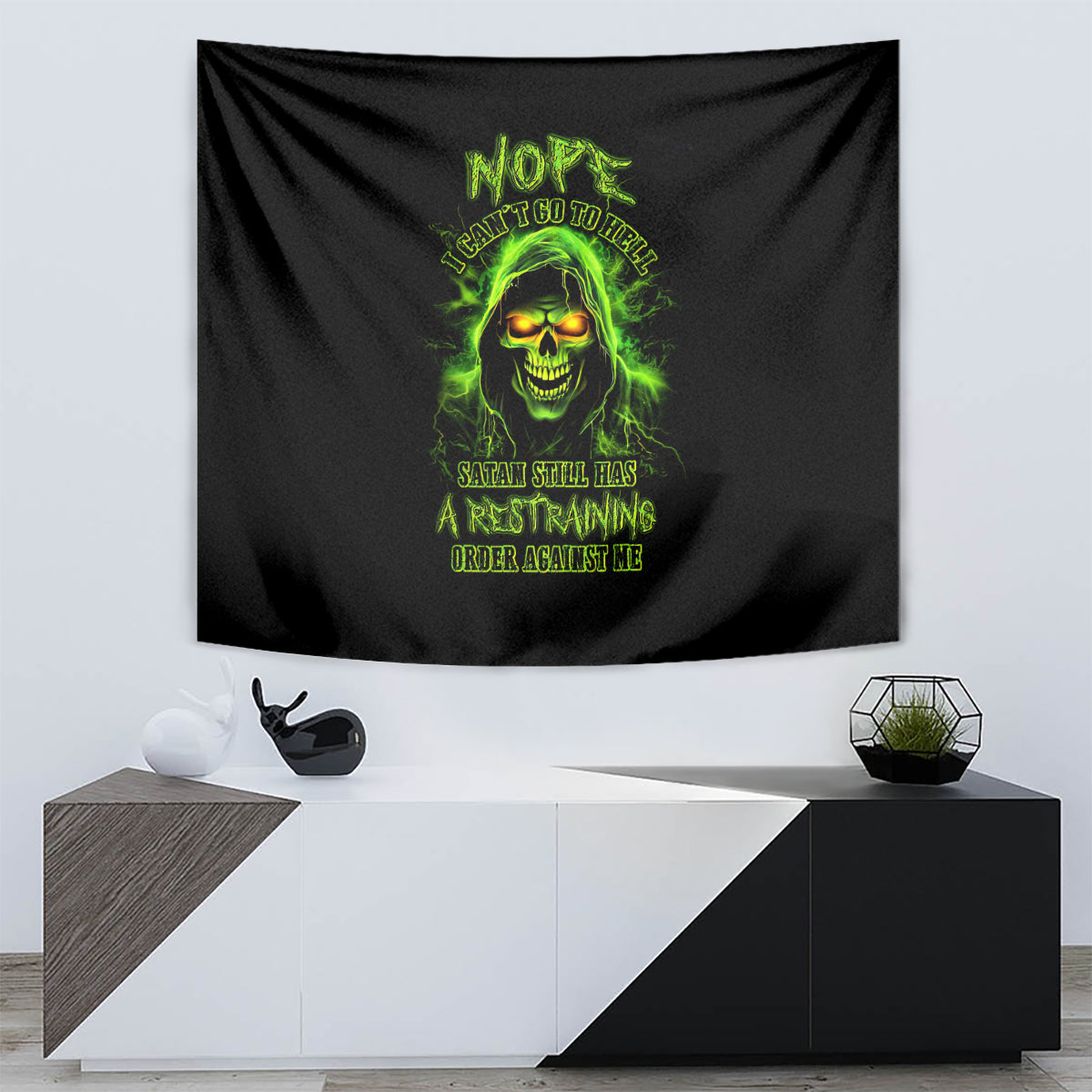 Thunder Skull Tapestry Satan Still Has A Restrainning Order Against Me - Wonder Print Shop