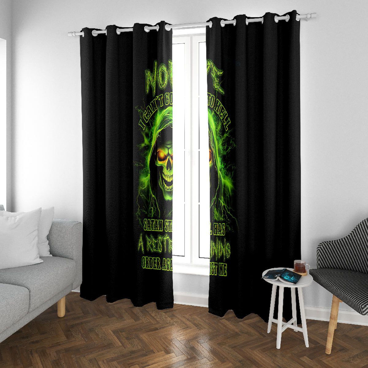 Thunder Skull Window Curtain Satan Still Has A Restrainning Order Against Me - Wonder Print Shop