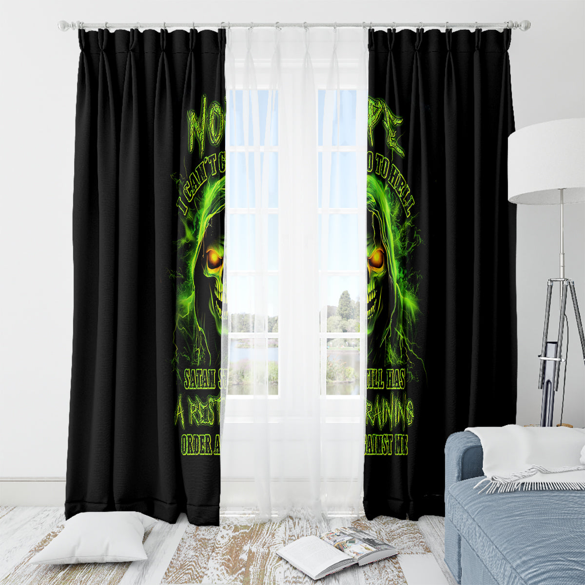 Thunder Skull Window Curtain Satan Still Has A Restrainning Order Against Me - Wonder Print Shop