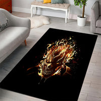 Fire Skull Area Rug Flame SKull Ride Or Die - Wonder Print Shop