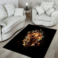 Fire Skull Area Rug Flame SKull Ride Or Die - Wonder Print Shop
