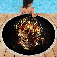 Fire Skull Beach Blanket Flame SKull Ride Or Die - Wonder Print Shop