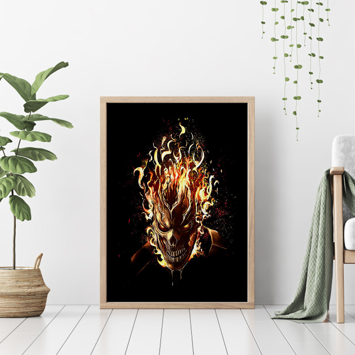 Fire Skull Canvas Wall Art Flame SKull Ride Or Die - Wonder Print Shop