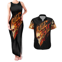 Fire Skull Couples Matching Tank Maxi Dress and Hawaiian Shirt Flame SKull Ride Or Die - Wonder Print Shop