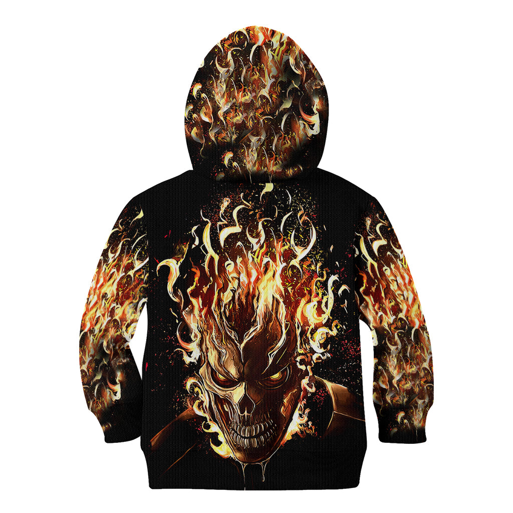 Fire Skull Kid Hoodie Flame SKull Ride Or Die - Wonder Print Shop