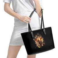 Fire Skull Leather Tote Bag Flame SKull Ride Or Die - Wonder Print Shop