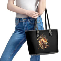 Fire Skull Leather Tote Bag Flame SKull Ride Or Die - Wonder Print Shop
