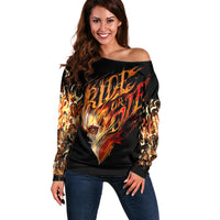 Fire Skull Off Shoulder Sweater Flame SKull Ride Or Die - Wonder Print Shop
