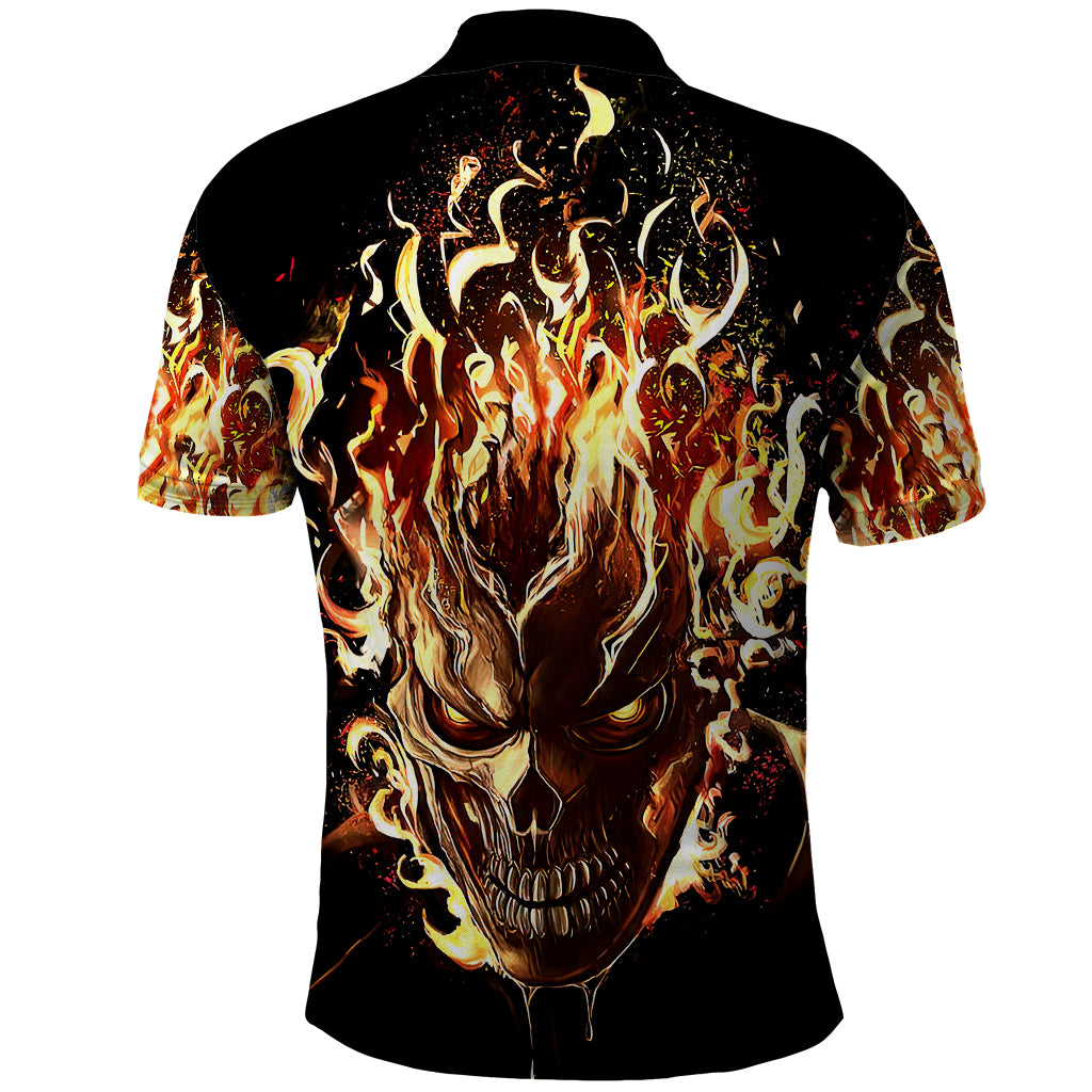 Fire Skull Polo Shirt Flame SKull Ride Or Die - Wonder Print Shop