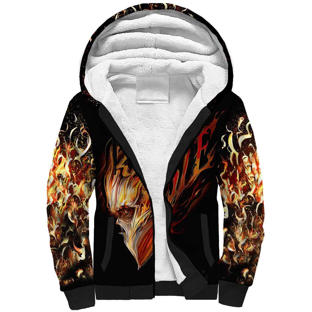 Fire Skull Sherpa Hoodie Flame SKull Ride Or Die - Wonder Print Shop