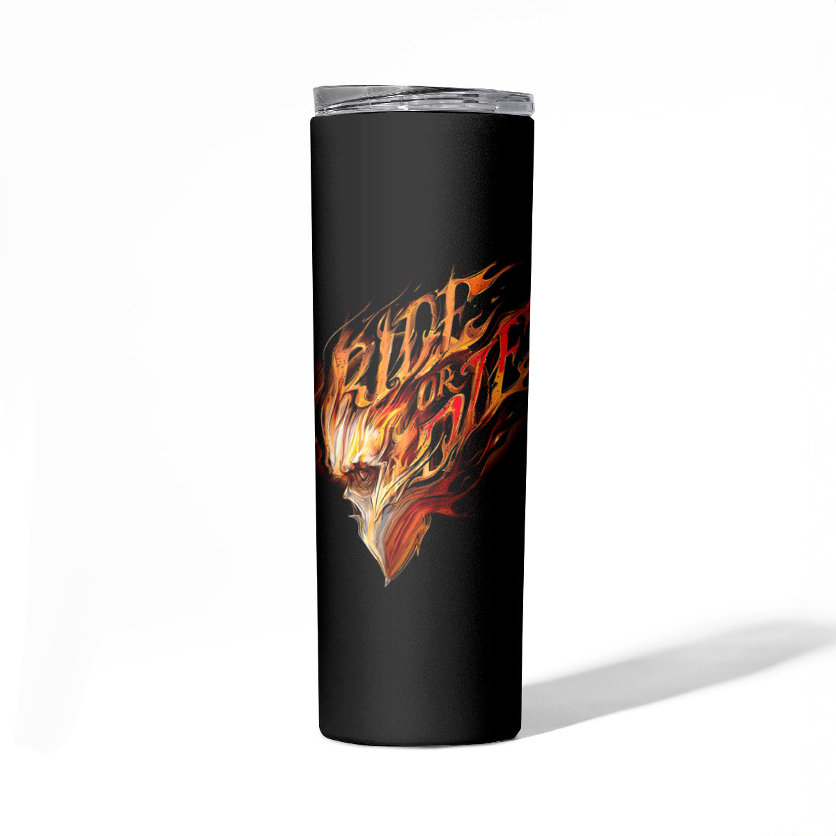 Fire Skull Skinny Tumbler Flame SKull Ride Or Die - Wonder Print Shop