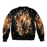 Fire Skull Sleeve Zip Bomber Jacket Flame SKull Ride Or Die - Wonder Print Shop