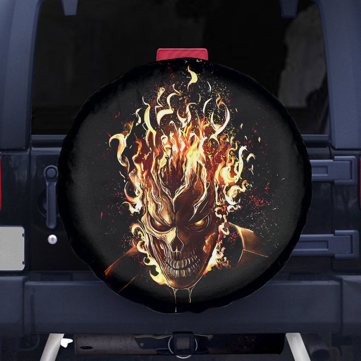 Fire Skull Spare Tire Cover Flame SKull Ride Or Die - Wonder Print Shop