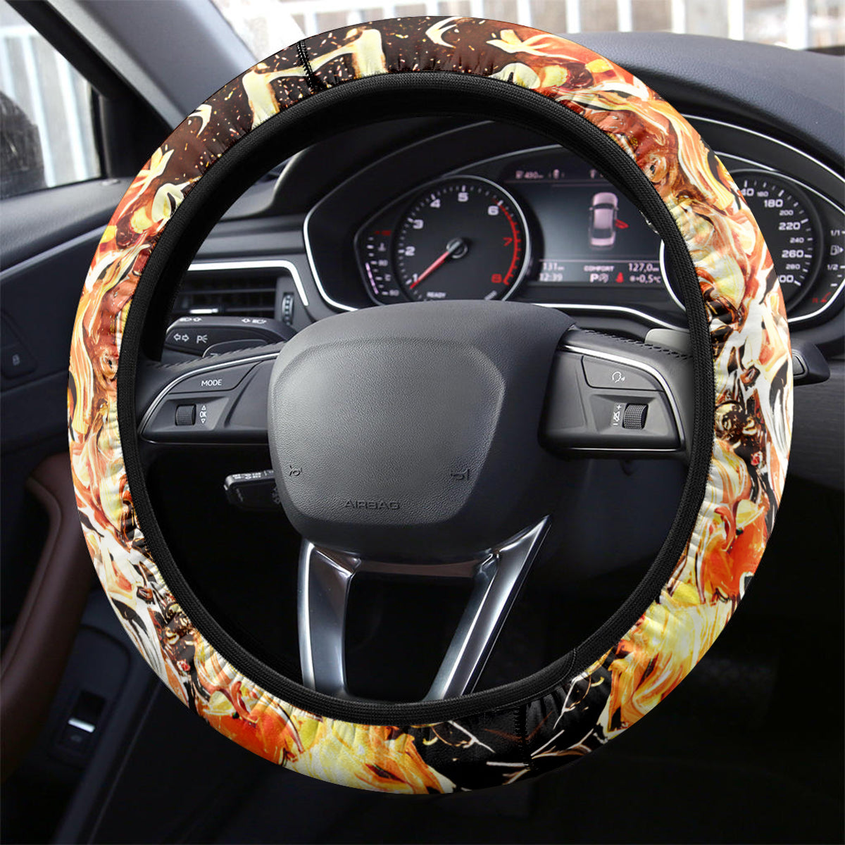 Fire Skull Steering Wheel Cover Flame SKull Ride Or Die - Wonder Print Shop