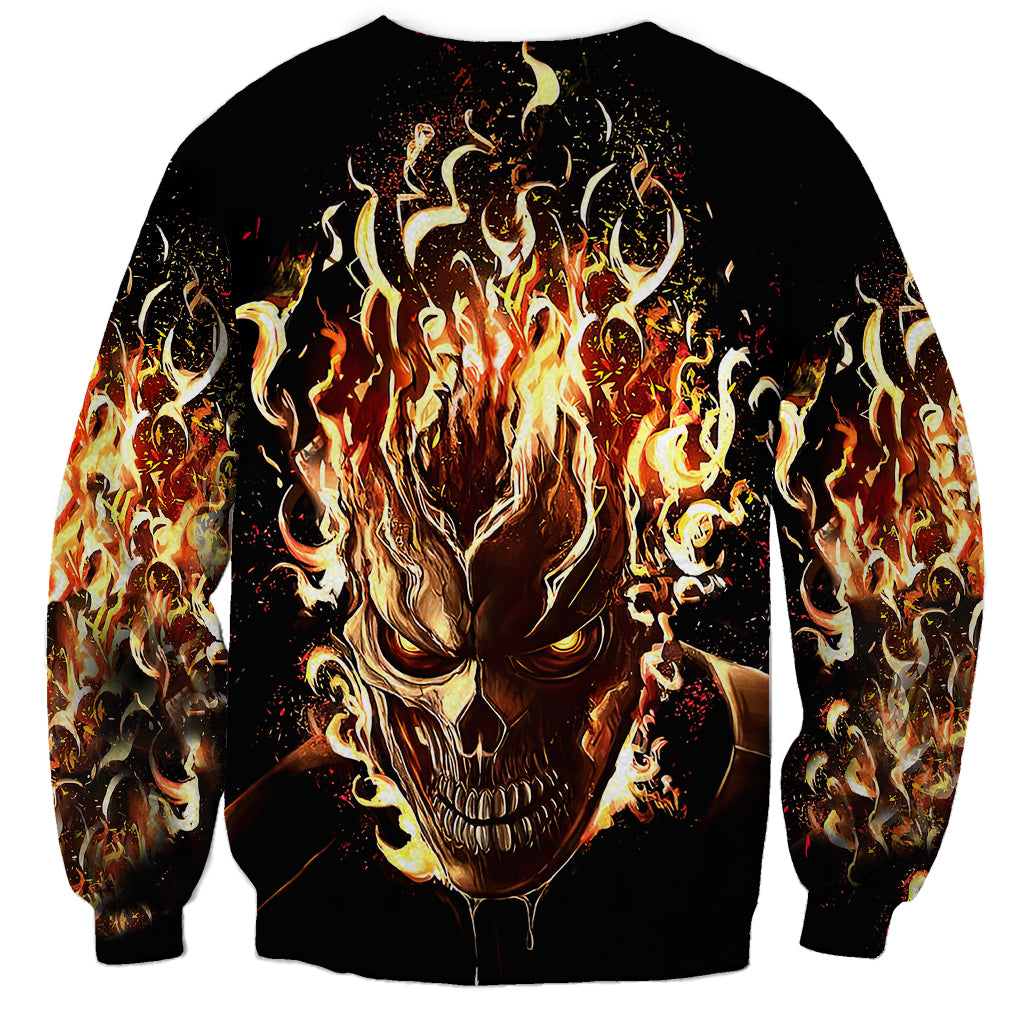 Fire Skull Sweatshirt Flame SKull Ride Or Die - Wonder Print Shop