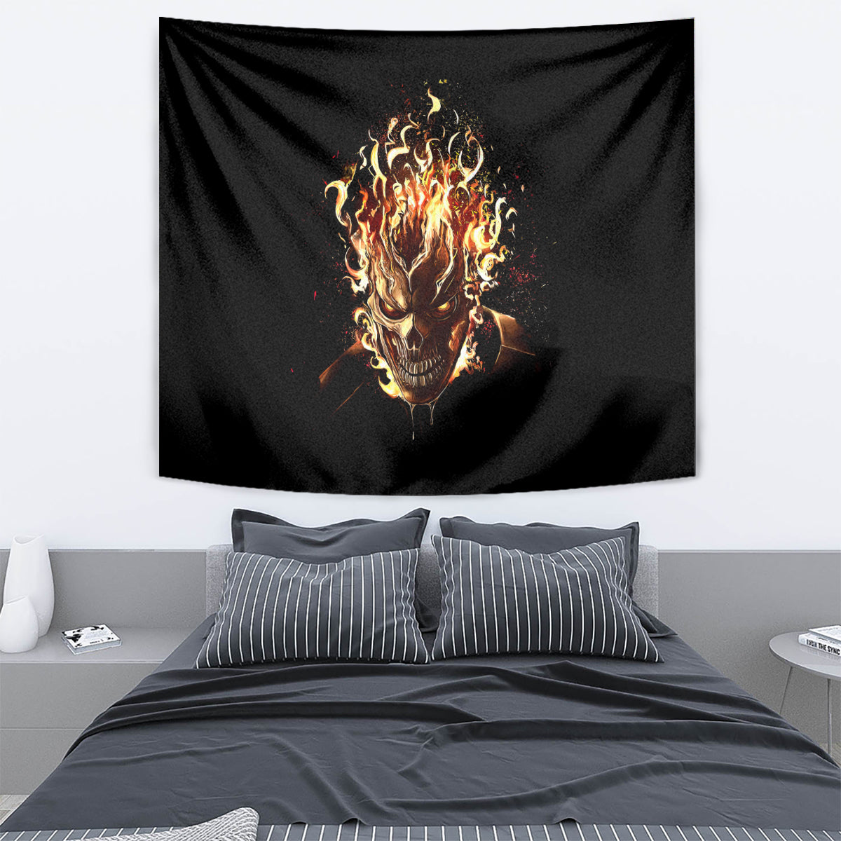 Fire Skull Tapestry Flame SKull Ride Or Die - Wonder Print Shop