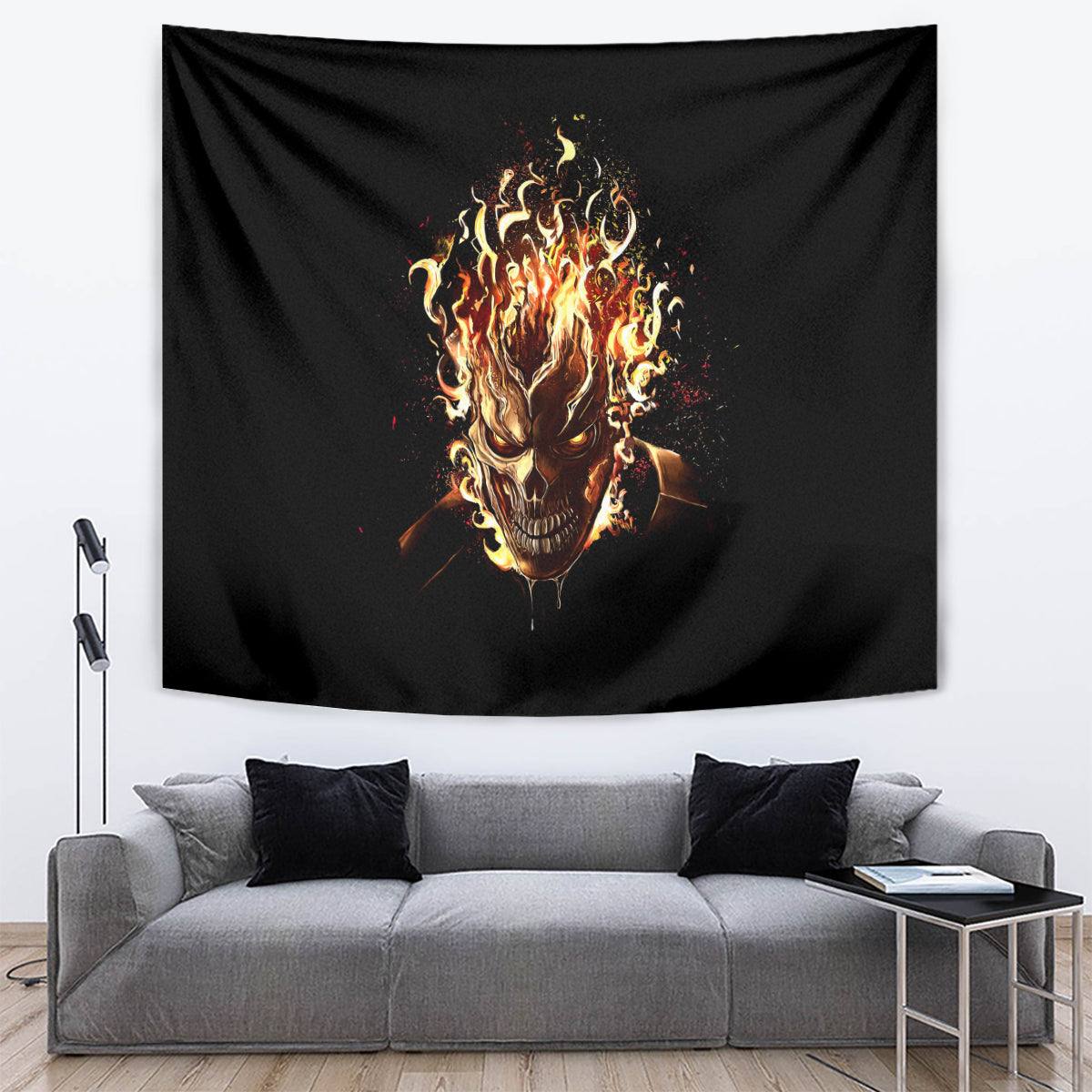 Fire Skull Tapestry Flame SKull Ride Or Die - Wonder Print Shop