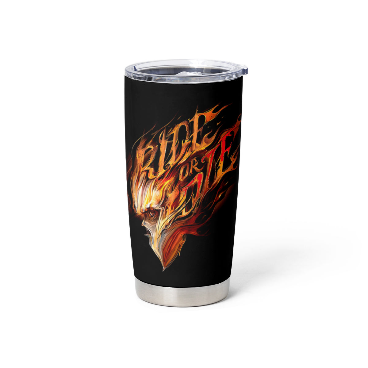 Fire Skull Tumbler Cup Flame SKull Ride Or Die - Wonder Print Shop