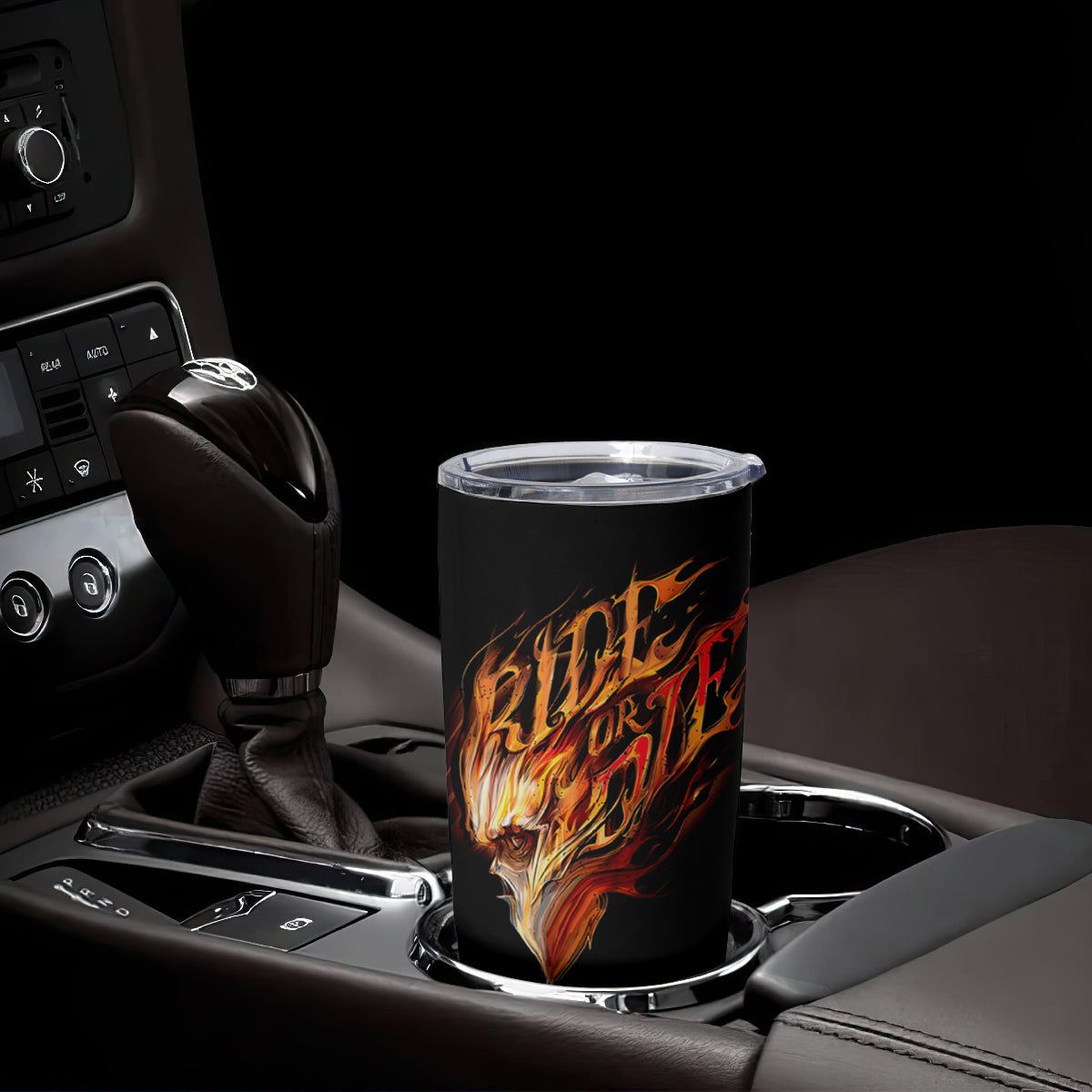 Fire Skull Tumbler Cup Flame SKull Ride Or Die - Wonder Print Shop