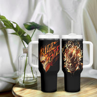 Fire Skull Tumbler With Handle Flame SKull Ride Or Die - Wonder Print Shop