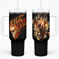 Fire Skull Tumbler With Handle Flame SKull Ride Or Die - Wonder Print Shop