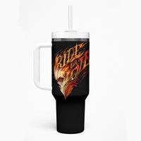 Fire Skull Tumbler With Handle Flame SKull Ride Or Die - Wonder Print Shop