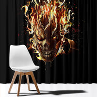 Fire Skull Window Curtain Flame SKull Ride Or Die - Wonder Print Shop