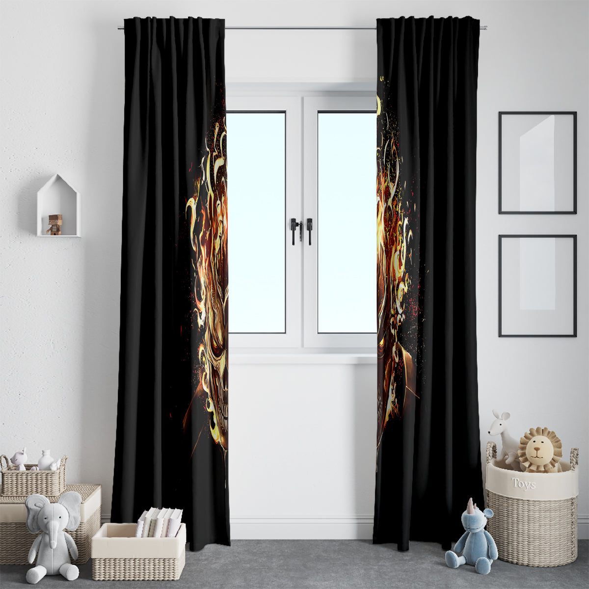 Fire Skull Window Curtain Flame SKull Ride Or Die - Wonder Print Shop