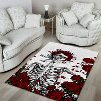 Rose Skull Area Rug Rose Skull Day Of The Dead - Wonder Print Shop