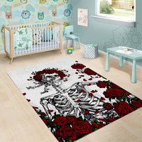 Rose Skull Area Rug Rose Skull Day Of The Dead - Wonder Print Shop