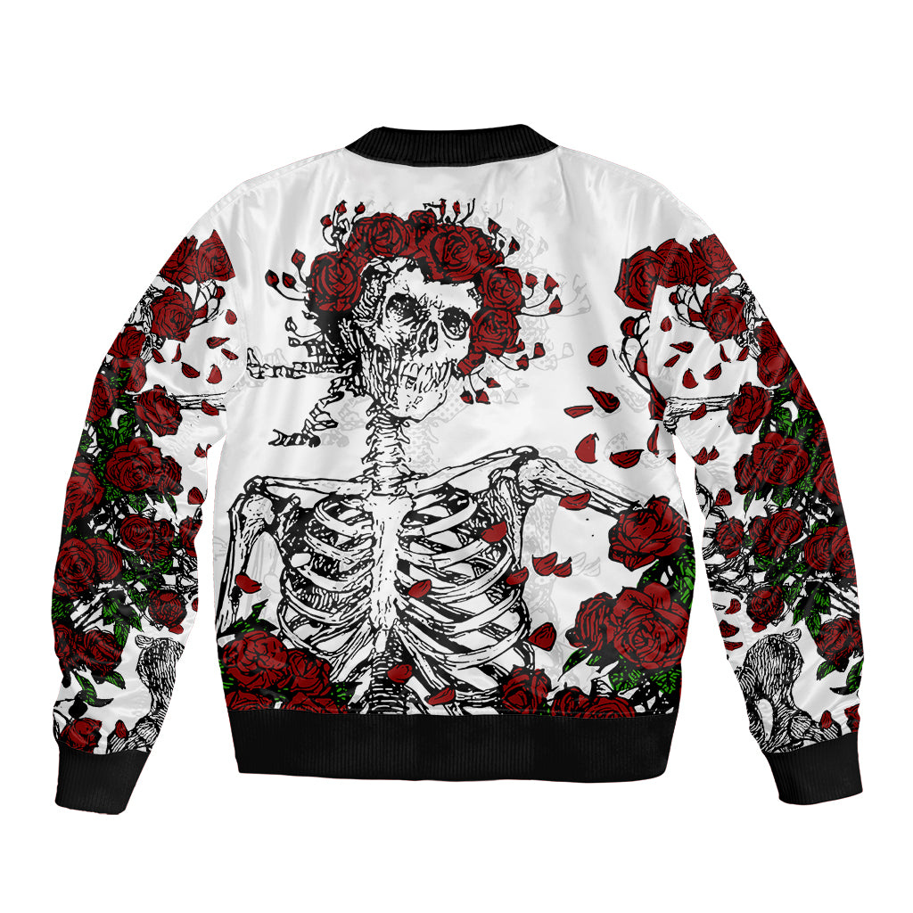 Rose Skull Bomber Jacket Rose Skull Day Of The Dead - Wonder Print Shop