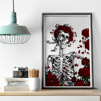 Rose Skull Canvas Wall Art Rose Skull Day Of The Dead - Wonder Print Shop