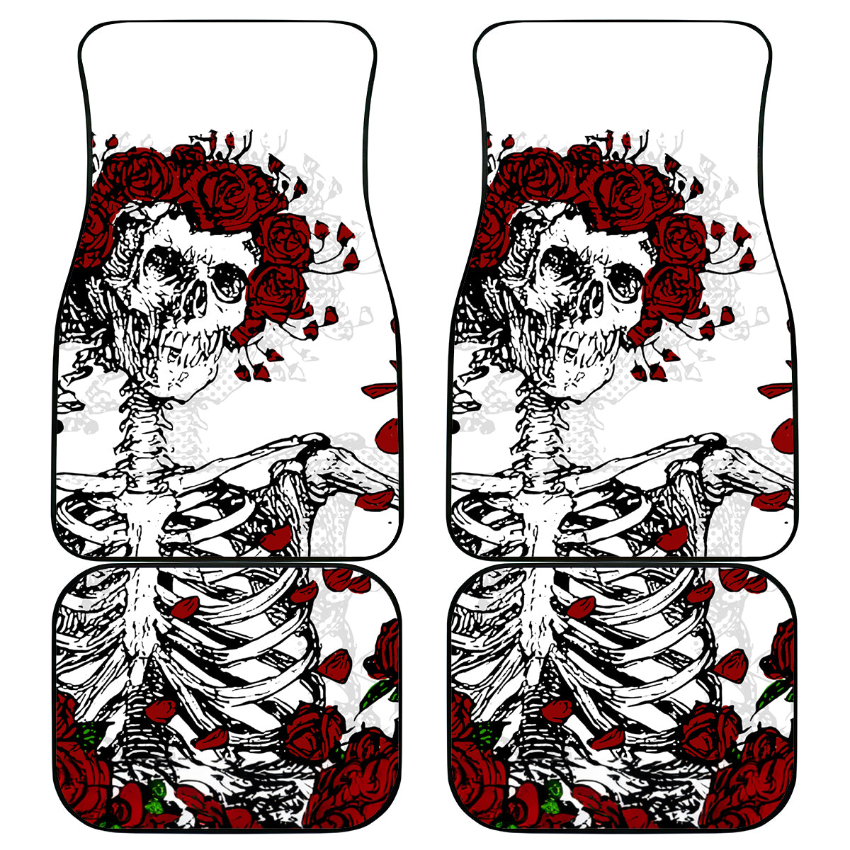 Rose Skull Car Mats Rose Skull Day Of The Dead - Wonder Print Shop