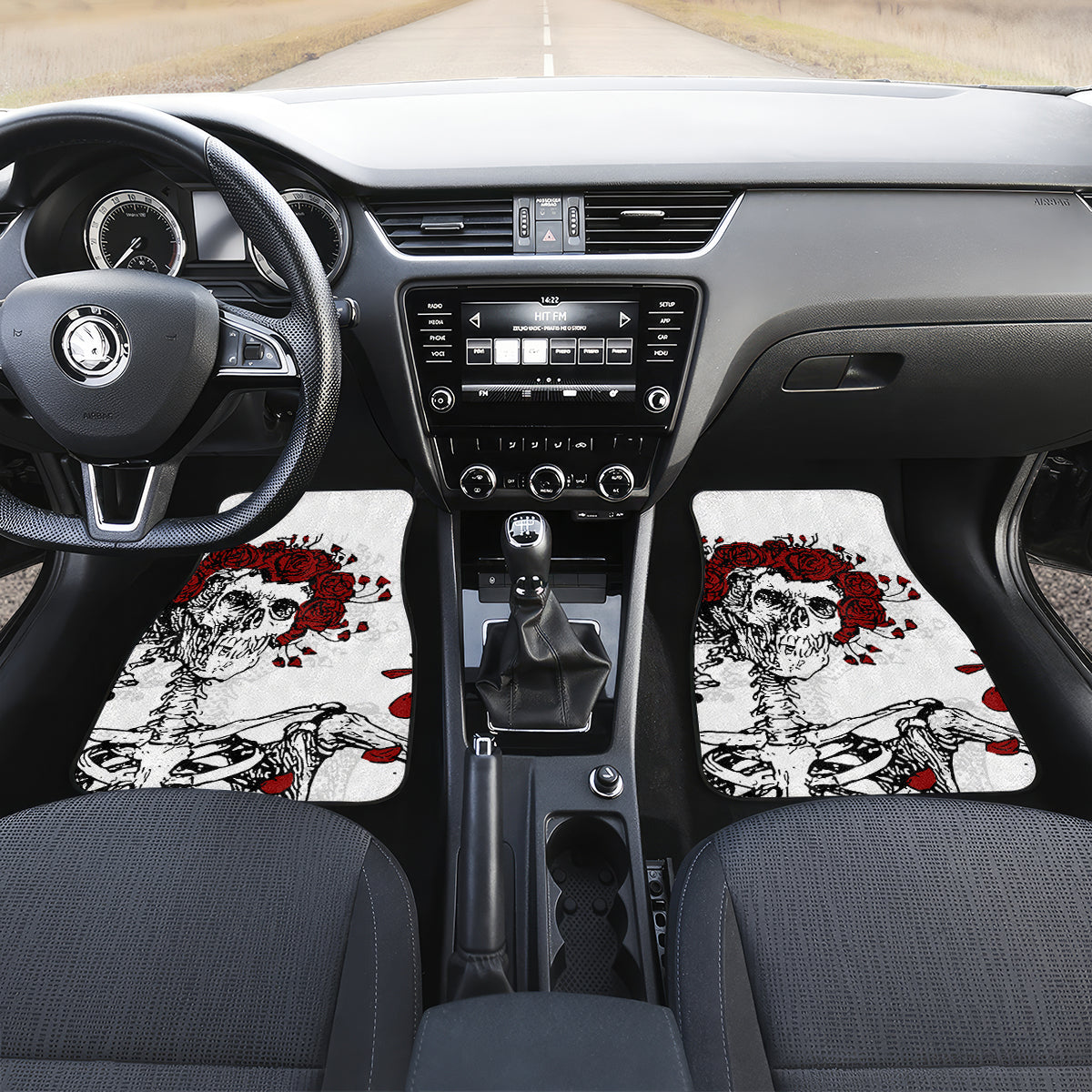 Rose Skull Car Mats Rose Skull Day Of The Dead - Wonder Print Shop