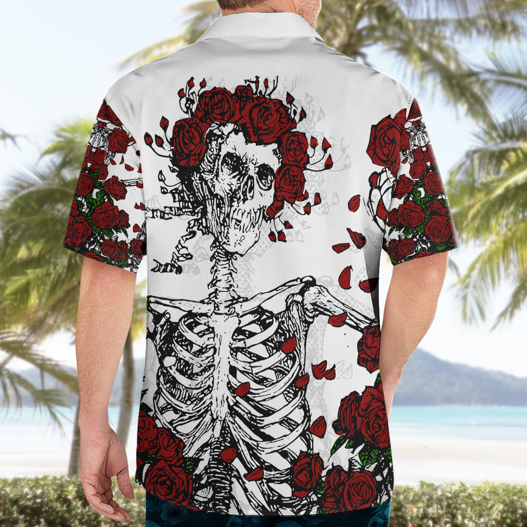 Rose Skull Hawaiian Shirt Rose Skull Day Of The Dead - Wonder Print Shop