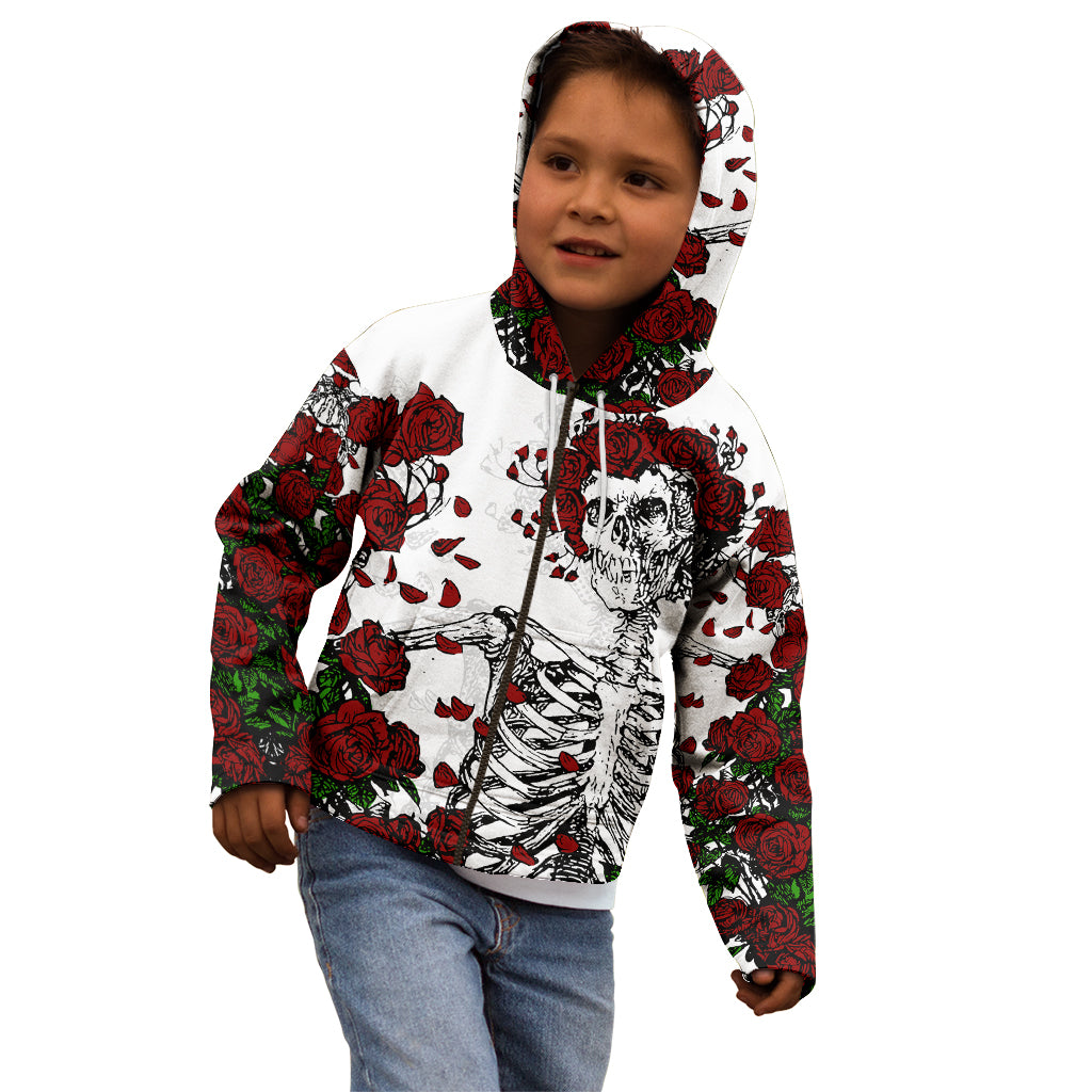 Rose Skull Kid Hoodie Rose Skull Day Of The Dead - Wonder Print Shop
